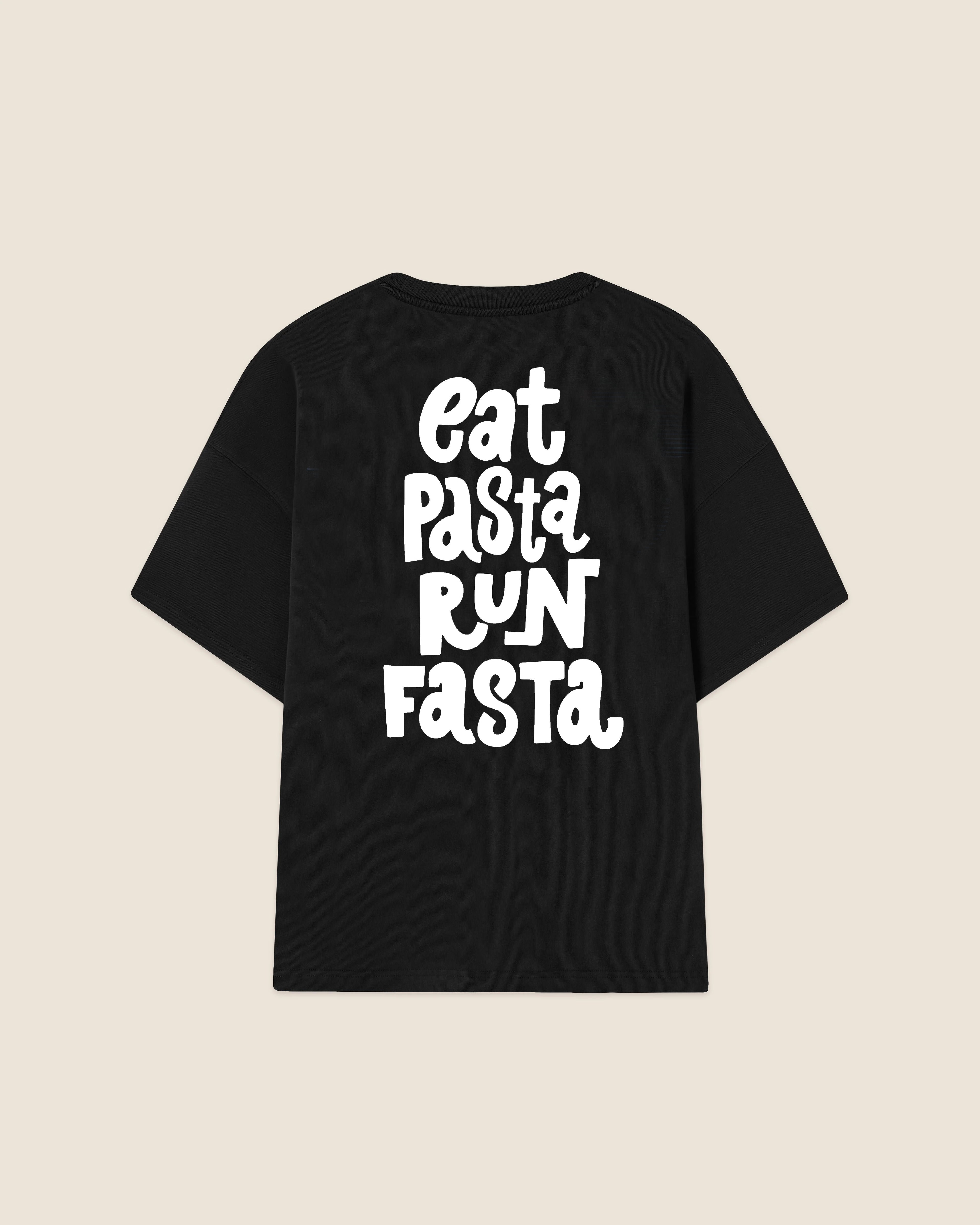 Hypebeast T-shirt black eat pasta run fasta